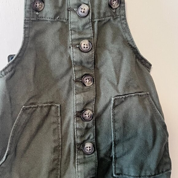 Wonder Nation Army Green Overalls Denim Dress Size 18 Months - Picture 2 of 4